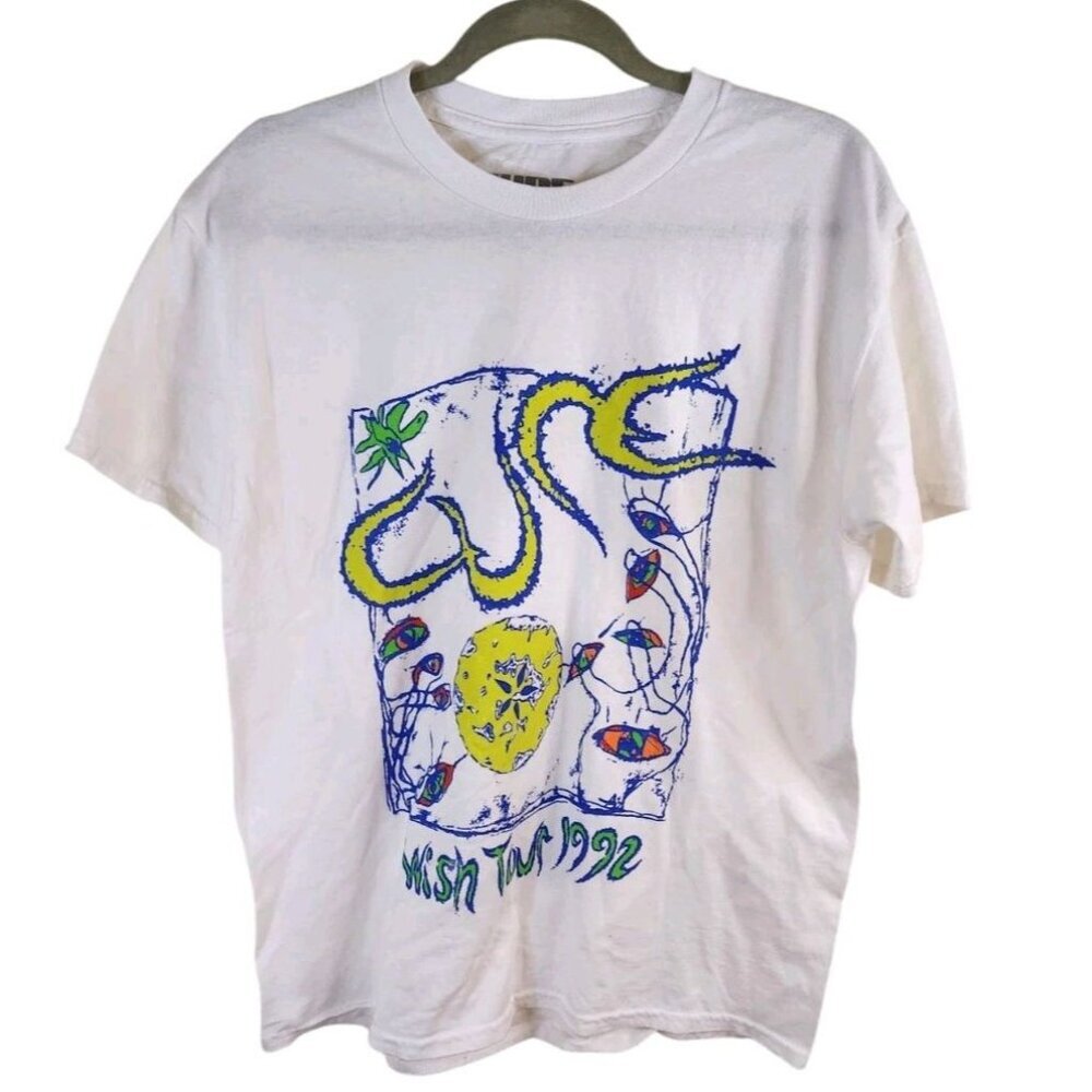 The Cure Wish Tour Artwork New Wave Licensed White Tee Shirt Men's Size Small